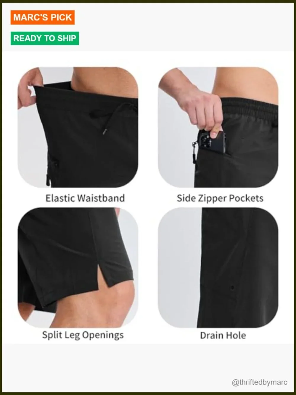 Men's Quick Dry Swim Trunks with Zipper Pockets, 4-Way Stretch